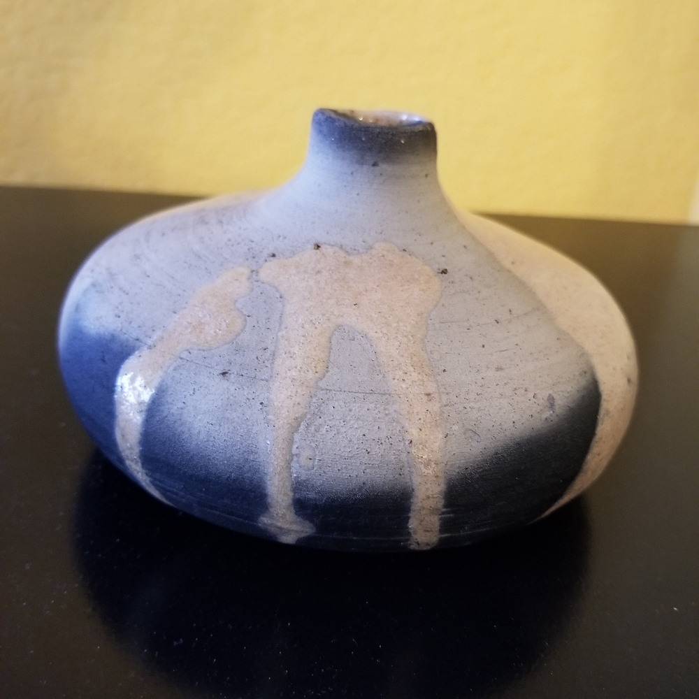 Handcrafted wabi sabi stoneware vase